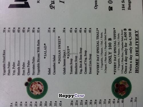 Menu in Nov. 2013 at Lucky in Bangkok