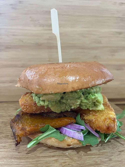 Vegan breaky burger at Urth Cafe & Co in Toowoomba