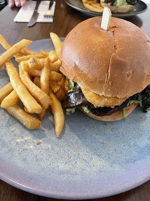 Veggie burger made vegan  at Urban Grounds Cafe in Toowoomba City
