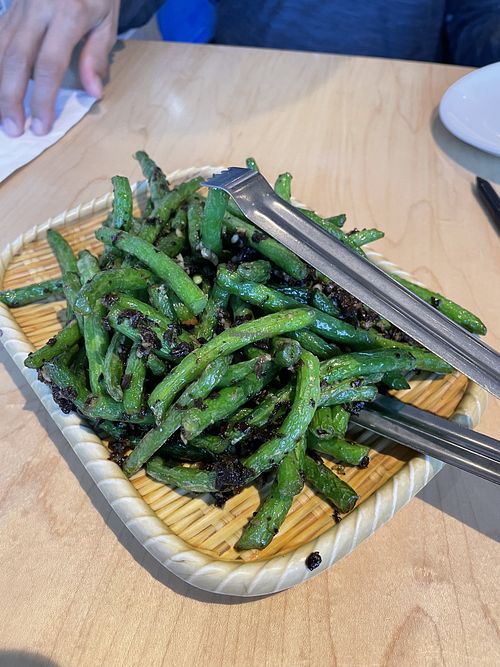 Green beans with pickled cabbage  at Mama Chang in Fairfax