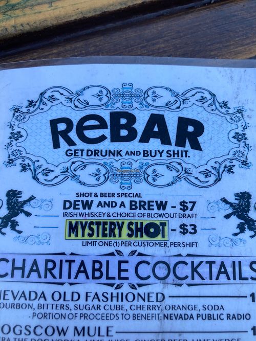 Menu at ReBAR + Davy's in Las Vegas