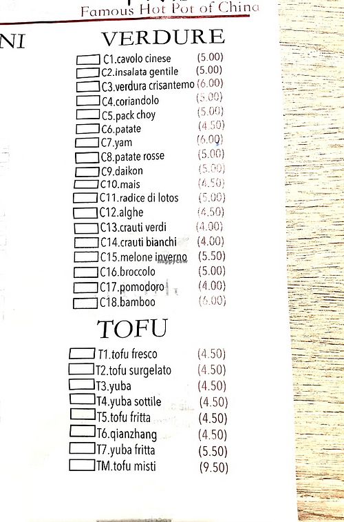 Vegetables and tofu choices   at Little Lamb Bernina in Milan