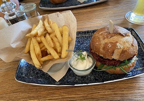 Vegan burger  at Schlossgarten Café Restaurant Bar in Murnau
