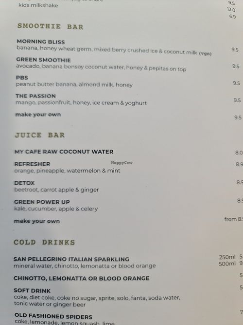 Juice bar at My Cafe in Griffith