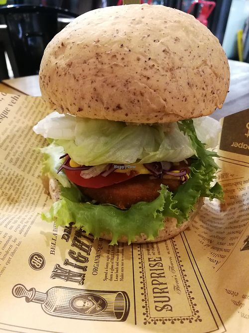 'double decker' vegan burger. at Burger Su - 美式蔬食漢堡 羅東店 in Luodong