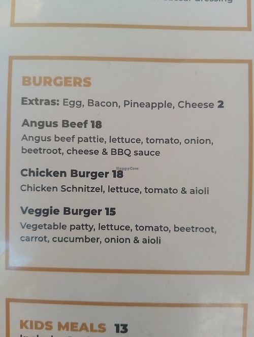 Veggie burger can be made vegan by omitting/swapping aioli. at The Cali - Caledonian Hotel in Singleton