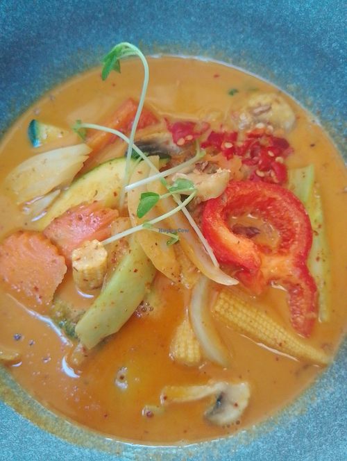Vegan yellow curry! at The Cali - Caledonian Hotel in Singleton