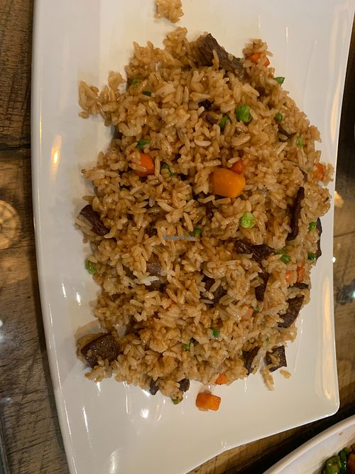 Beef fried rice at Vegan District Asian Eatery in Loma Linda