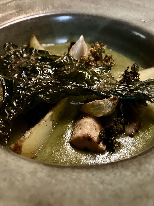 Caldo verde with tofu and kale crispy  at Conca Cozinha Original in Brasilia