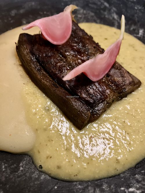 Eggplant bbq in cassava cream  at Conca Cozinha Original in Brasilia