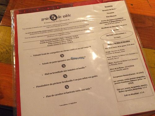 This week's menu at Grain de Sable in Marseille