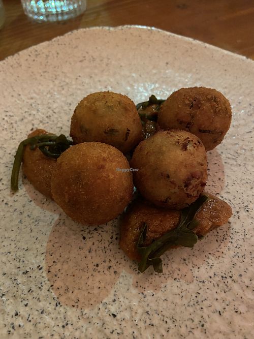 Potato balls  at Panigyri Festival Food in Santorini