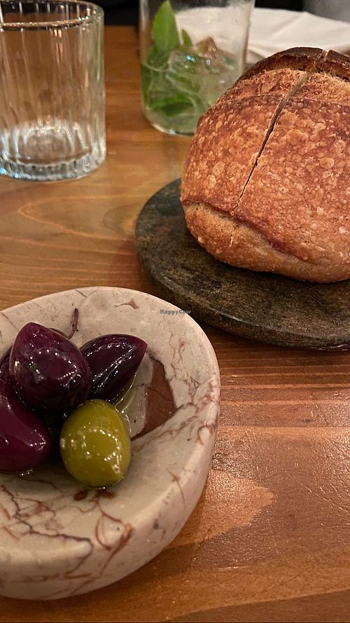 Sourdough n olives  at Panigyri Festival Food in Santorini