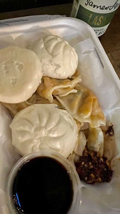 Vegan dumplings and buns.   at Laneway Dumplings and Momo in Sydney
