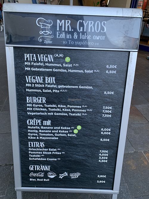Menü  at Mr Gyros in Innsbruck