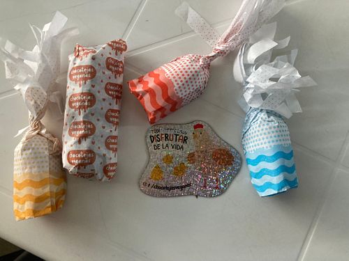 My haul of chocolates at Chocotejas Veganas in Lima