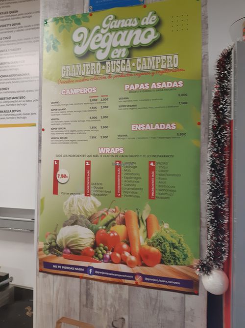 Vegan/vegetarian options at Granjero Busca Campero in Madrid