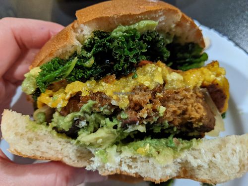 Breakfast burger at V Rev Vegan Diner in Manchester