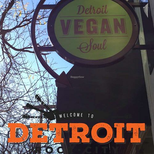 only sign out front at Detroit Vegan Soul - East in Detroit
