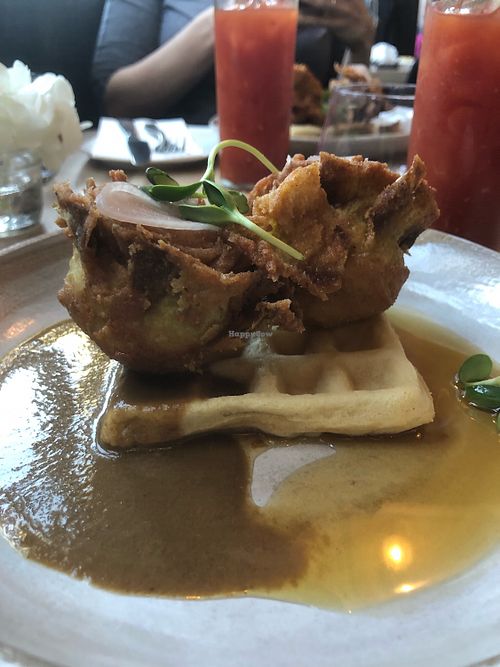 Fried artichoke and waffle at The Acorn in Vancouver