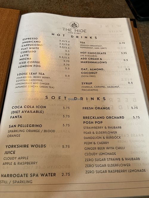 50p surcharge for oat milk   at The Hide Cafe & Deli in Pocklington