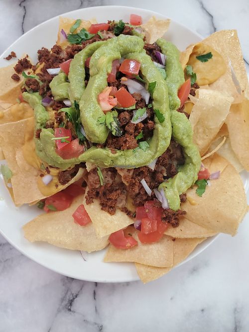 Loaded Nachos.  My first time dining here. Delicious 😋  #Veganuary at BYOV in Chandler