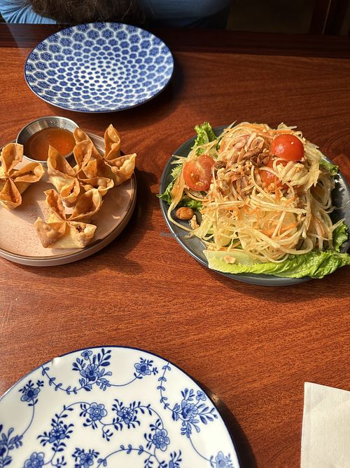 Wontons and papaya salad  at Norah - Belmont in Portland
