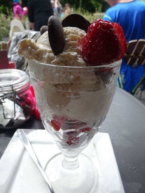 Chocolate brownie ice-cream sundae at Greens Cafe in Grasmere