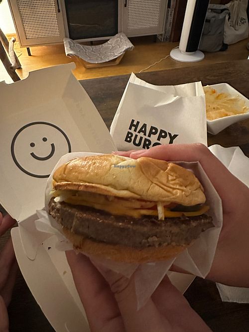 Vegan cheesburger  at Happy Burger  in Toronto