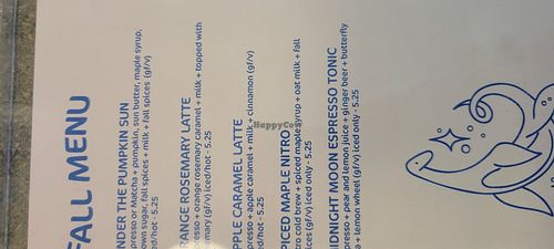 Menu at Mythical Coffee - North in Scottsdale