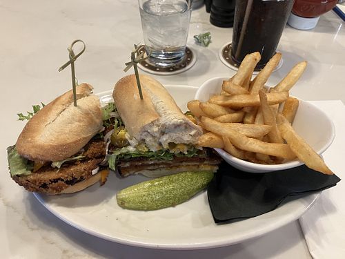 Vegan version of the Fillmore eggplant sandwich   at Secret Sandwich Society in Fayetteville