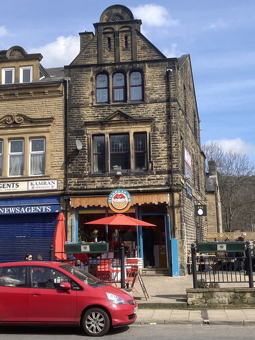 From the street  at Clouds in My Coffee in Todmorden