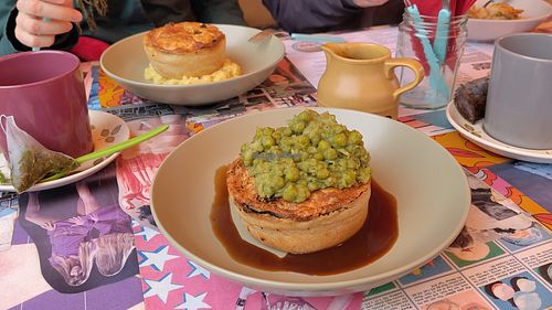 Delicious vegan pie and peas with gravy and/or mash! at Clouds in My Coffee in Todmorden