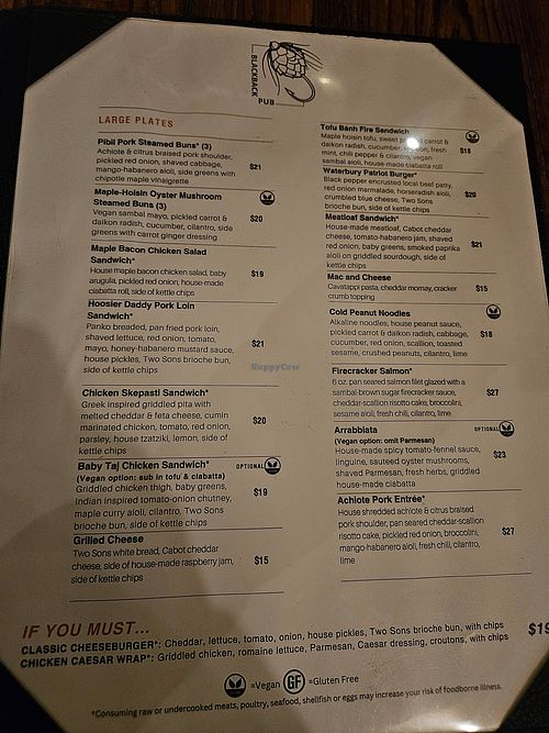 5 vegan options on large plate at Blackback Pub in Waterbury