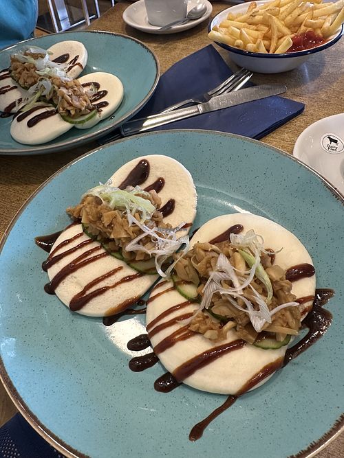 Jackfruit & hoisin bao buns   at Seventh Wave in Swanage