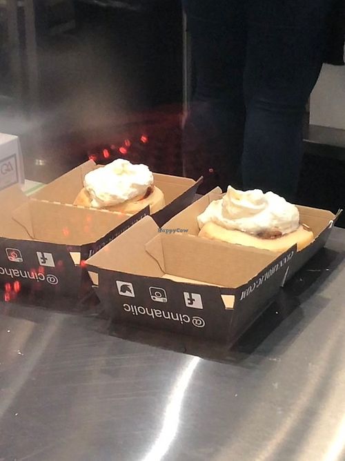 2 Old Skool rolls being prepared   at Cinnaholic in Gallatin