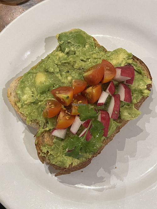avocado toast  at A Page in the Sun in Puerto Vallarta