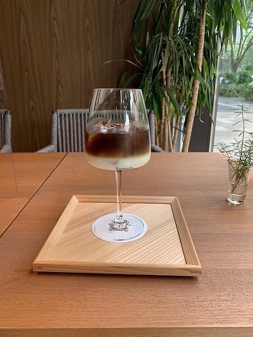 Plant-milk iced coffee  at Oike Cafe in Kyoto