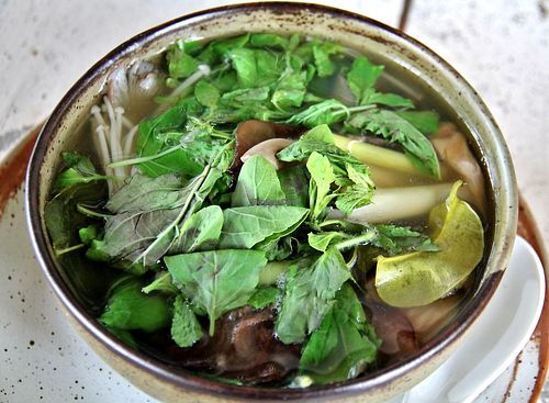 Vegan tom yum was not spicy at all, it was more like a Thai herb soup.  at Drunken Sailors in Koh Lanta