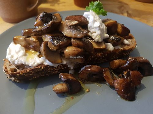Miso mushrooms with parsley and lemon at Remedy Coffee Shop in York