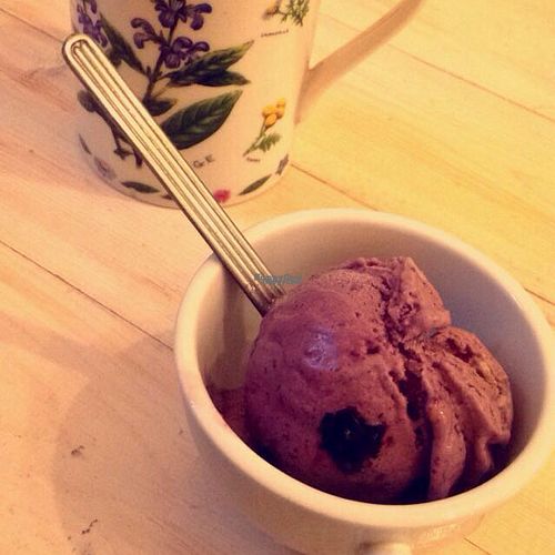 ice cream, so yummy! distinct flavor I've never had before at Loving Hut - Hairlatte in Busan