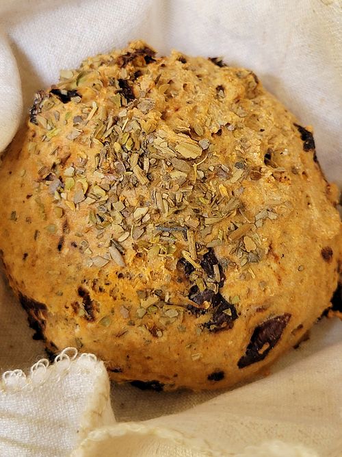 Fresh olive bread at Vita Rama in Sofia