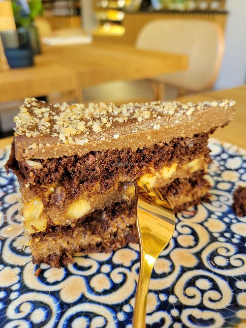 Chocolate banana walnut cake at Vita Rama in Sofia