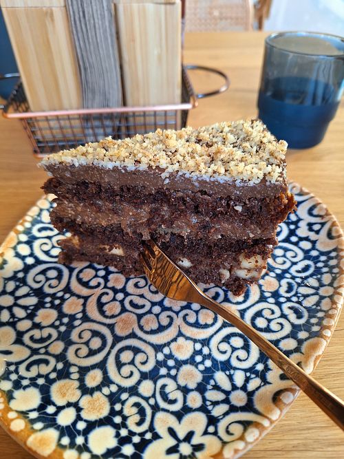 Chocolate and banana cake at Vita Rama in Sofia