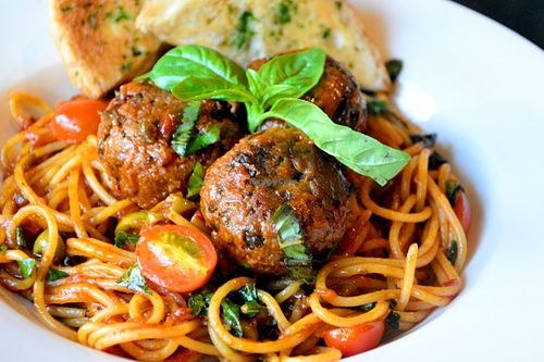 Meatless meatball spaghetti at The Vegetarian Kitchen in Quezon City
