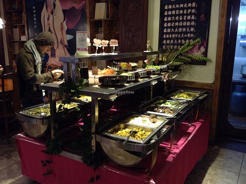 Buffet dishes setup. So many to choose from! at Lovely Lotus Delicious Vegetarian in Dali