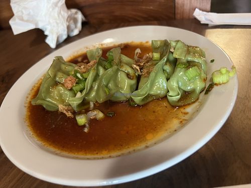 Steamed vegan gyoza   at Rakkan Ramen in Chicago