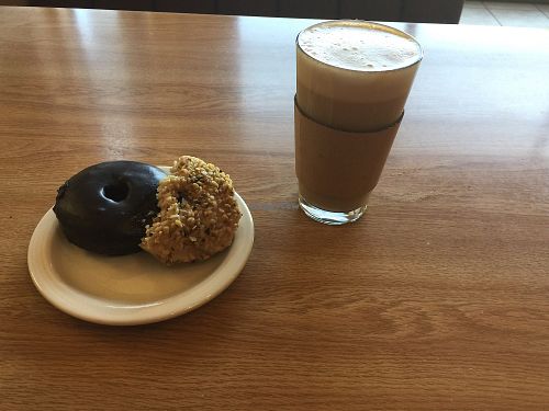 vegan donuts and soy latte... yummy!!!! at Beet Box Bakery & Cafe in Denver