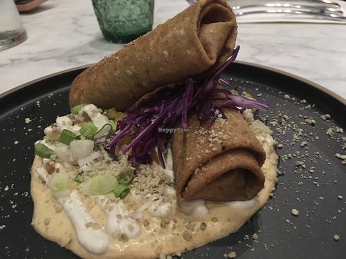 Tex mex rolls filled with tofu and corn, served with vegan ranch  at Ver De in El Nido