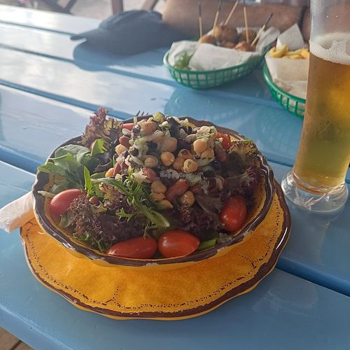 Spicy bean salad at The Tiki Bar in Bridgetown